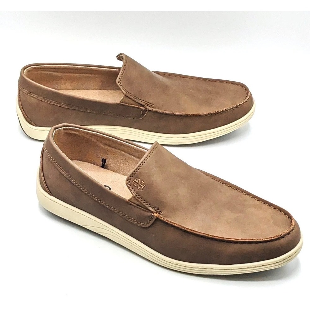 NWT IZOD Seapoint Mens Slip On Loafers Tan Memory Foam Shoes Size 8 Preppy Boat